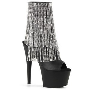 svart 18 cm ADORE-1024RSF h�ye ankelst�vletter med frynser til dame