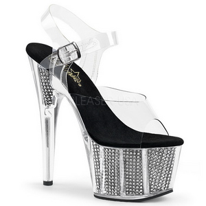 svart 18 cm ADORE-708SRS h�yh�lte sandaler strass plat�