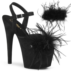 svart 18 cm ADORE-709F pole dance h�yh�lte sandaler med fj�r