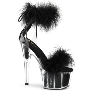 svart 18 cm ADORE-724F pole dance h�yh�lte sandaler med fj�r