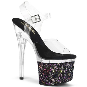 svart 18 cm ESTEEM-708LG glitter h�yh�lte plat�sko