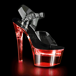 svart 18 cm FLASHDANCE-708 pole dance sko stripper sandaletter led lysp�re