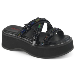 svart 5 cm EMILY-07 emo gothic plat� mules kvinner