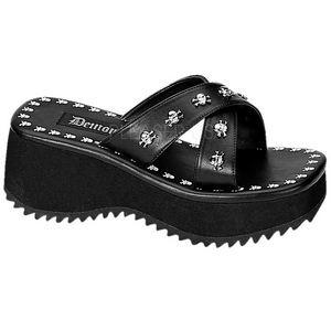svart 6,5 cm FLIP-05 plat� gothic flip flops til dame