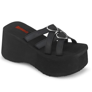 svart 9 cm DemoniaCult FUNN-15 emo gothic plat� mules