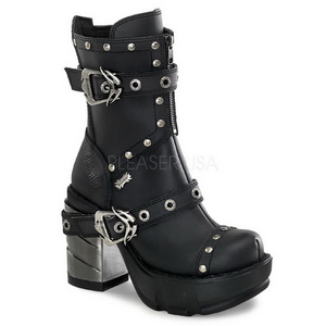 svart 9 cm SINISTER-201 lolita ankelstøvler gothic platå tykke såler