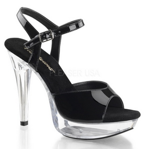 svart gjennomsiktig 13 cm COCKTAIL-509 plat� h�yh�lte sandaler sko