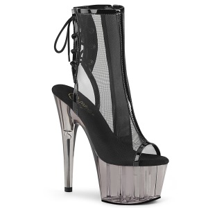 svart grid 18 cm Pleaser ADORE-1018MSHT plat� ankel h�ye st�vler