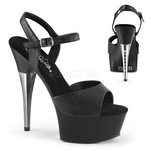 svart imitert skinn 15 cm CAPTIVA-609 plat� h�ye h�ler sko