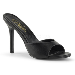 svart kunstl�r 10 cm CLASSIQUE-01 store st�rrelser mules dame