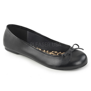 svart kunstl�r ANNA-01 store st�rrelser ballerina sko