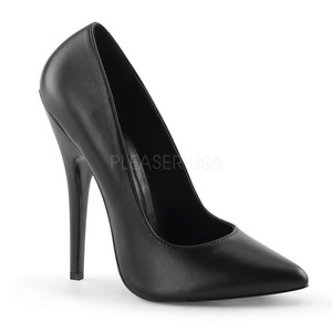 svart l�r 15 cm DOMINA-420 spisse pumps med stiletth�ler