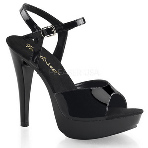 svart lakk 13 cm COCKTAIL-509 plat� h�yh�lte sandaler sko