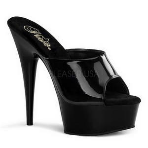 svart lakk 15,5 cm DELIGHT-601 plat� h�ye mules