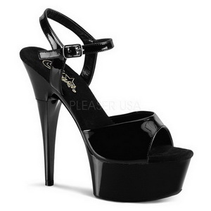 svart lakk 15 cm CAPTIVA-609 plat� h�ye h�ler sko