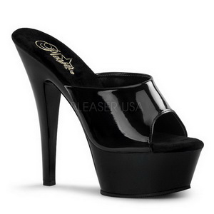 svart lakk 15 cm KISS-201 plat� h�ye mules