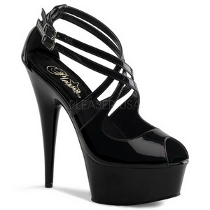 svart lakk 15 cm Pleaser DELIGHT-612 plat� pumps h�y h�l