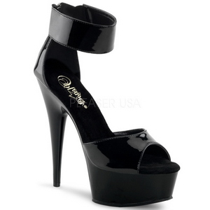 svart lakk 15 cm Pleaser DELIGHT-670-3 platå høye hæler sko