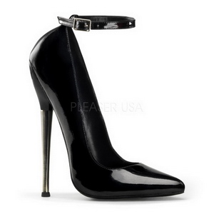 svart lakk 16 cm DAGGER-12 fetish hye pumps sko
