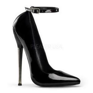 svart lakk 16 cm DAGGER-12 fetish h�ye pumps sko