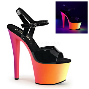svart lakk 18 cm RAINBOW-309UV h�yh�lte sandaler neon plat�