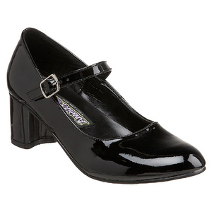 svart lakk 5 cm SCHOOLGIRL-50 klassiske pumps sko til dame