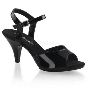 svart lakk 8 cm BELLE-309 dame sandaletter lavere h�l