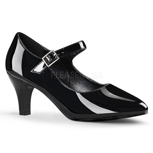 svart lakk 8 cm DIVINE-440 dame pumps med lave h�l