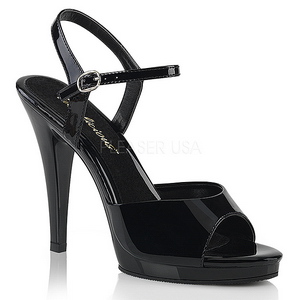svart lakkert 12 cm FLAIR-409 dame sandaletter lavere hæl