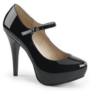 svart lakkl�r 13,5 cm CHLOE-02 store st�rrelser pumps sko