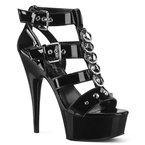 svart lakklær 15 cm DELIGHT-658 pleaser sko med høye hæler