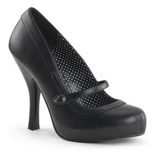 svart matt 12 cm retro vintage CUTIEPIE-02 mary jane pumps med skjult plat�