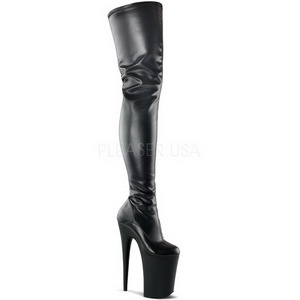 svart matt 23 cm PLEASER INFINITY-4000 overknee st�vler plat�