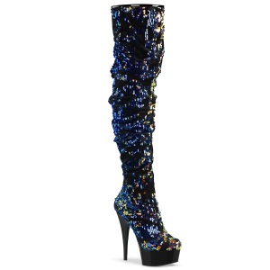 svart paljetter 15 cm DELIGHT-3004 pleaser l�rh�ye st�vler