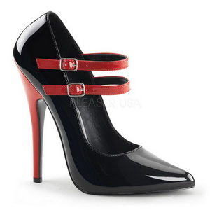 svart rød 15 cm DOMINA-442 høye damesko med hæl