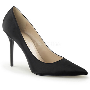 svart satin 10 cm CLASSIQUE-20 store st�rrelser stilettos sko