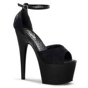 svart satin 18 cm Pleaser ADORE-768 platå høye hæler sko