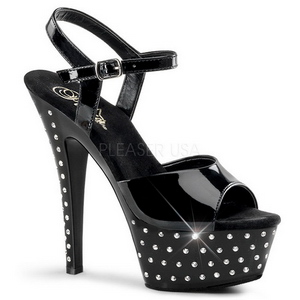 svart strass 15 cm STARDUST-609 h�ye damesko med h�l
