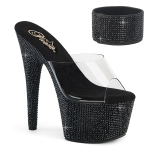 svart strass 18 cm BEJEWELED-712RS pleaser h�ye h�ler med ankelmansjett