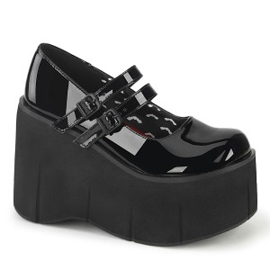 svart vegan 11,5 cm DemoniaCult KERA-08 gothic mary jane pumps med plat�