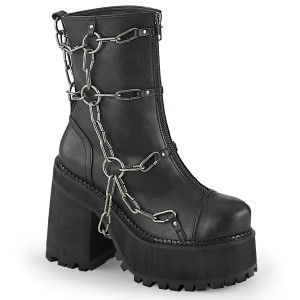 svart vegan 12 cm ASSAULT-66 lolita plat� ankelst�vletter med blokkh�l for kvinner