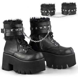 svart vegan 9 cm ASHES-57 lolita plat� ankelst�vletter med blokkh�l for kvinner