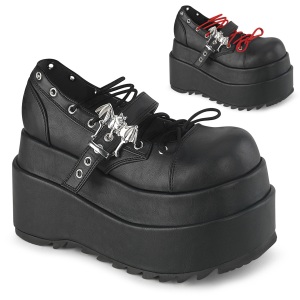 svarte 11,5 cm BEAR-23 emo maryjane sko - plat�sko med spenne
