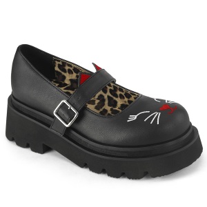 svarte 6,5 cm RENEGADE-56 emo maryjane sko - plat�sko med spenne