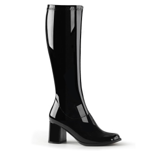 svarte lakkst�vler 7,5 cm GOGO-300 h�ye h�ler damest�vler til menn