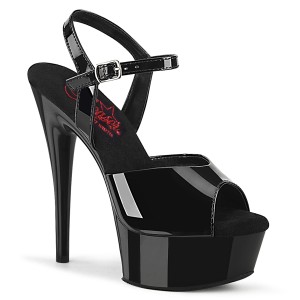 svarte platåsandaler 15 cm EXCITE-609 høyhælte sandaler