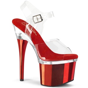 transparent 18 cm ESTEEM-708 h�yh�lte sandaler - pole dance sandaler r�d