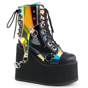vegan 14 cm SWING-115 alternative kvinner plat�boots med spenner svart