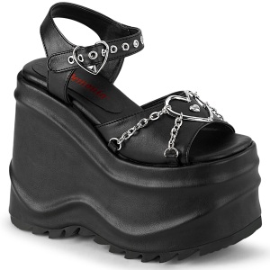 vegan 15 cm DemoniaCult WAVE-09 lolita plat� sandaler med kileh�ler