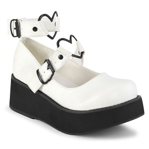 vegan 6 cm DemoniaCult SPRITE-02 mary jane pumps hvit